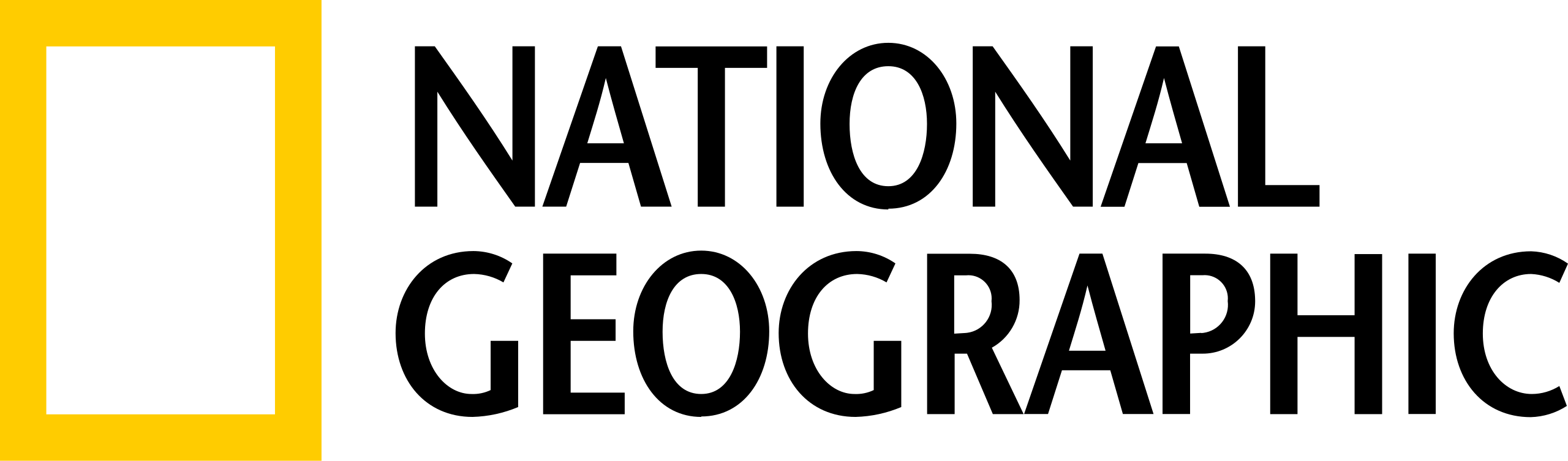 National Geographic logo with a yellow rectangle beside the brand name.